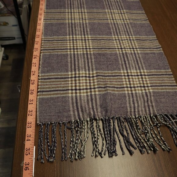 Cashmere Feel Plaid Scarf Gray Professor Academia Warm Collegiate Soft Scholar - Picture 6 of 10